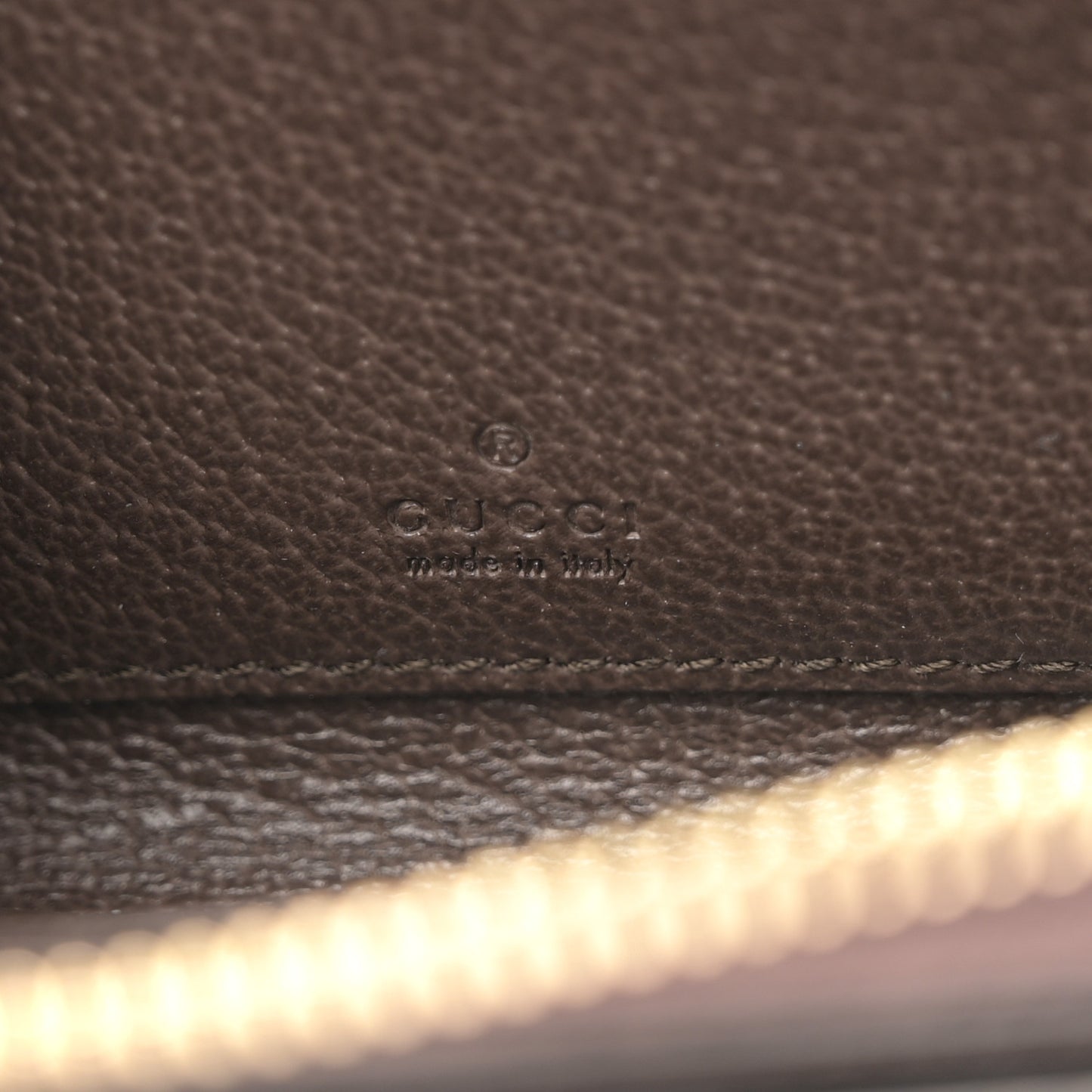 GG Supreme Monogram Textured Dollar Calfskin Web Ophidia Zip Around Card Case Wallet Beige Ebony New Acero