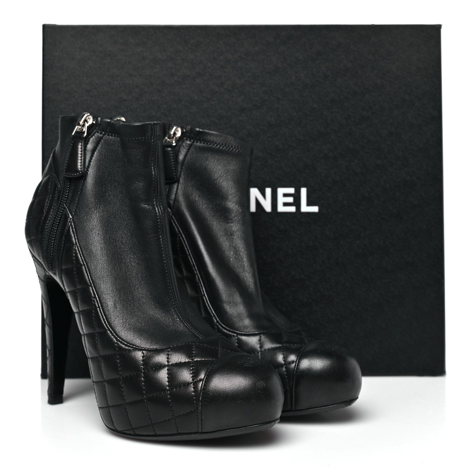 Chanel Lambskin Quilted CC Booties 38.5 Black 9 of 9