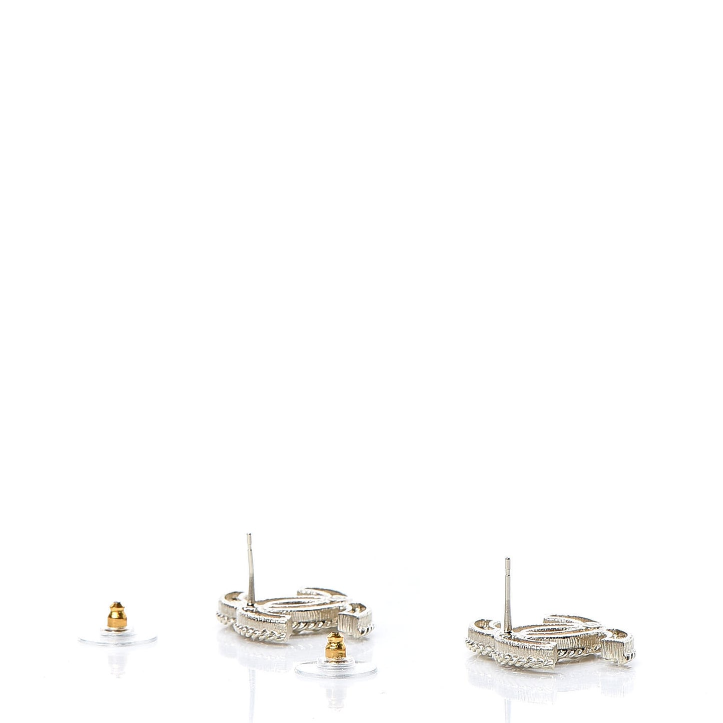 Pearl Crystal CC Earrings Silver