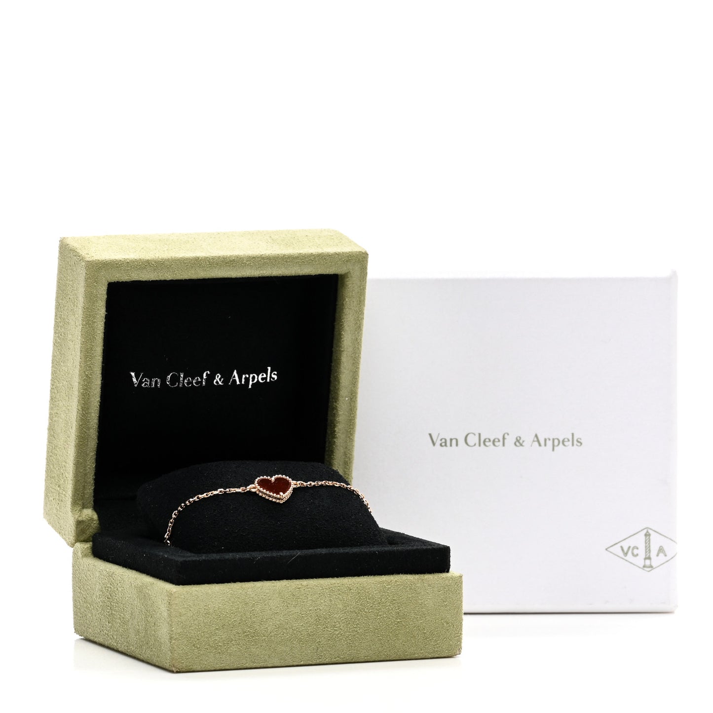 18K Rose Gold Carnelian Sweet Alhambra Heart Bracelet