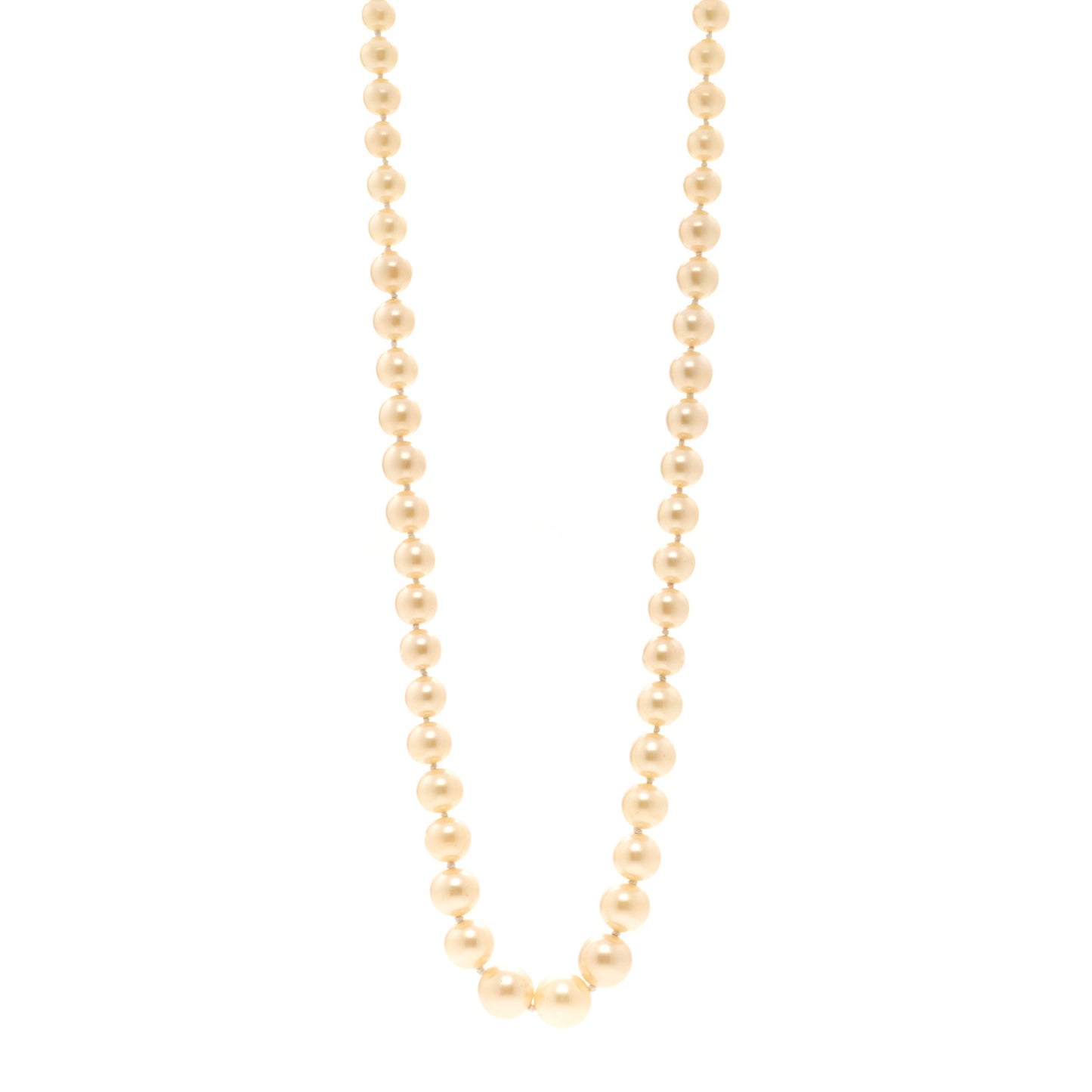 Graduated Pearl Long Necklace Gold White