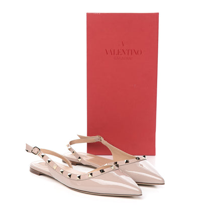 Valentino Garavani Patent Rockstud Slingback Flats 39.5 Poudre 9 of 9