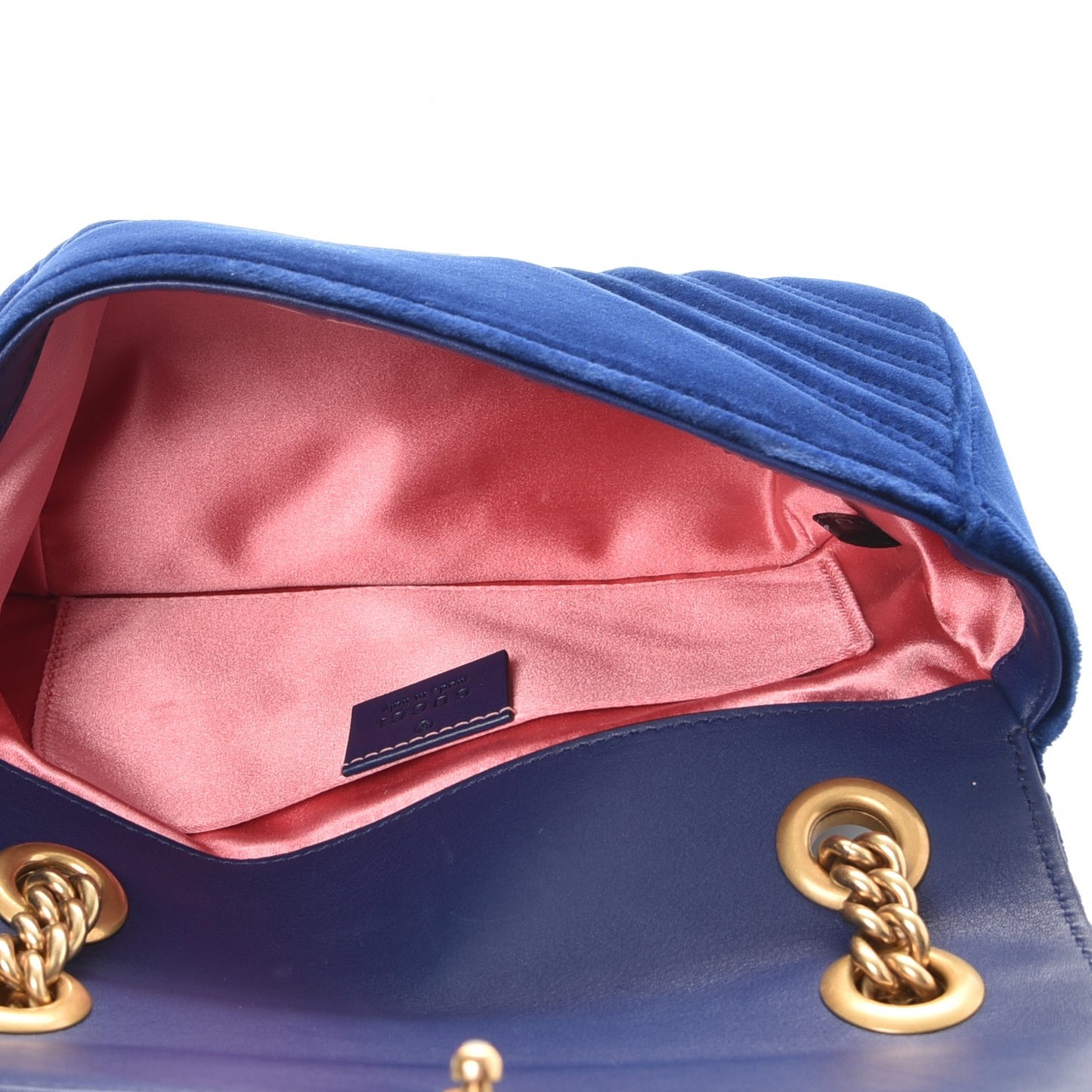 Velvet Matelasse Mini GG Marmont Shoulder Bag Cobalt Blue
