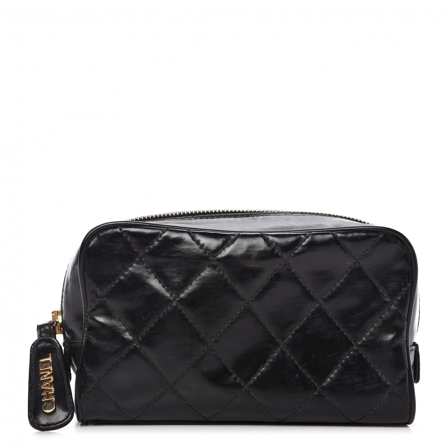 Lambskin Quilted Cosmetic Case Black
