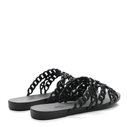 Hermes Rubber Chaine d'Ancre Nude Sandals 36 Black 4 of 7