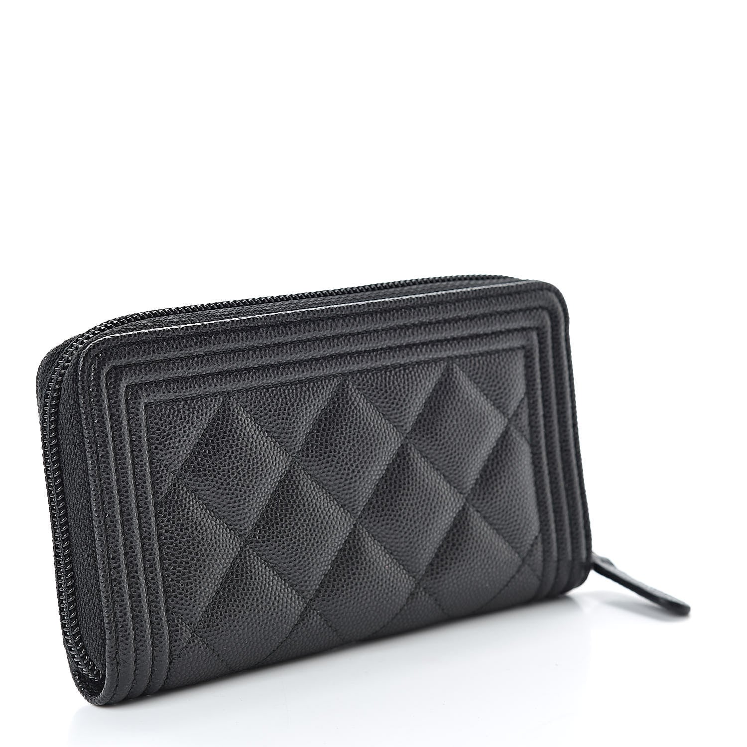 Chanel Caviar Quilted Small Boy Zip Around Wallet Black 3 of 9
