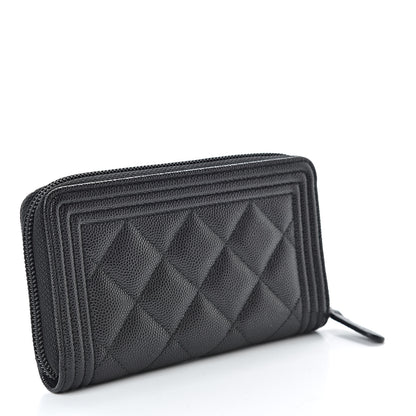 Chanel Caviar Quilted Small Boy Zip Around Wallet Black 3 of 9