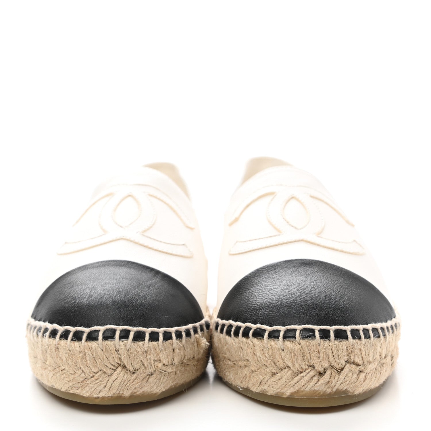Chanel Lambskin CC Espadrilles 38 White Black 2 of 9