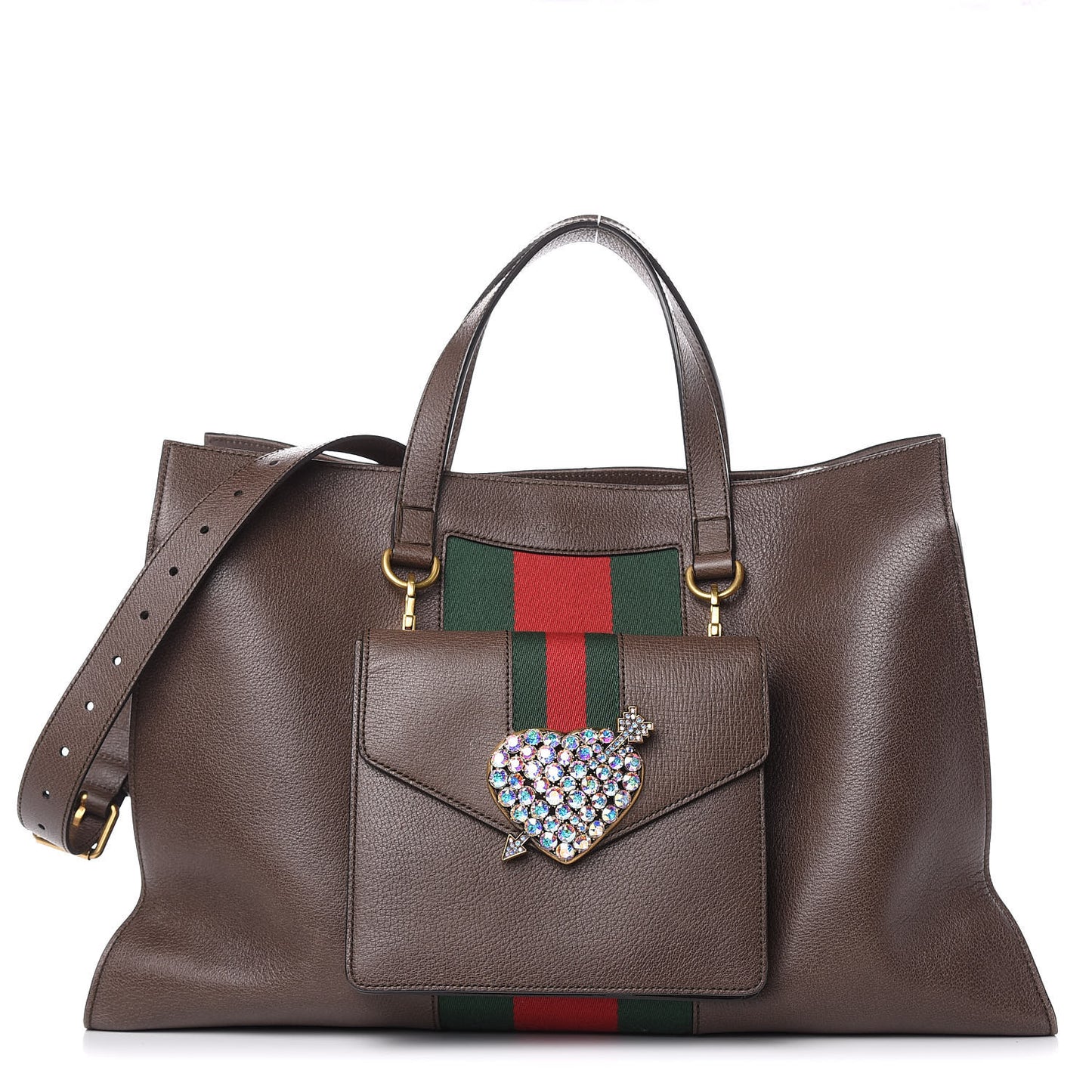 Calfskin Web Large Top Handle Bag Brown