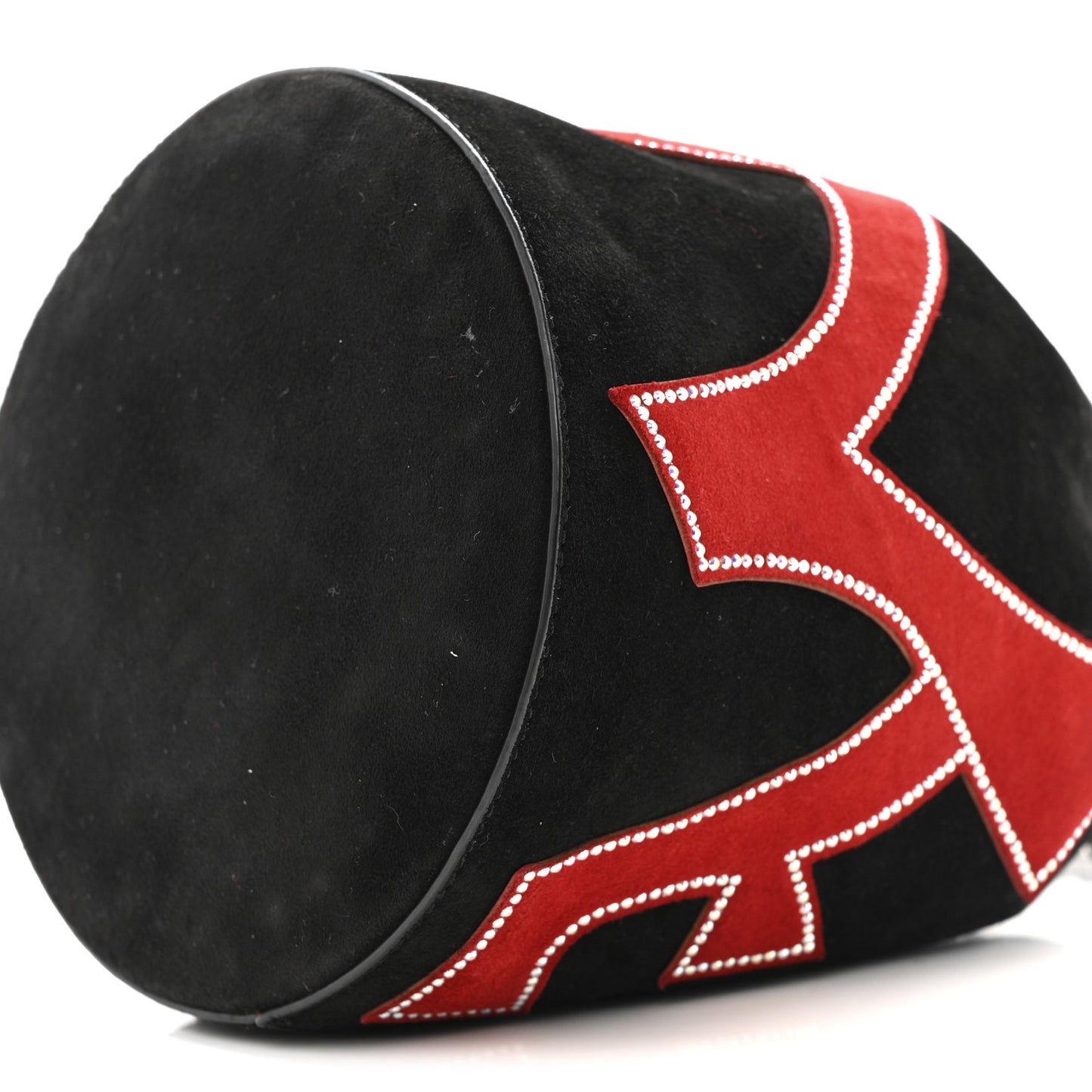 Suede Strass Love Marie Jane Bucket Black Red