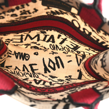 Christian Dior Canvas Embroidered Vertical Dioramour Graffiti Book Tote Latte Multicolor 5 of 9