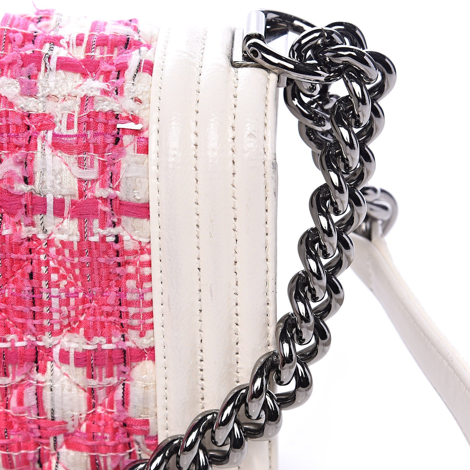 Chanel Patent Tweed Medium Boy Flap White 12 of 16