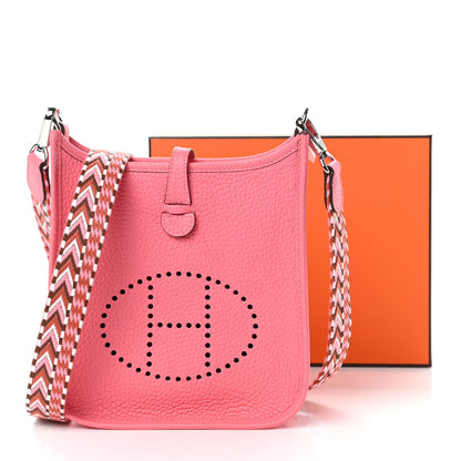 Hermes Taurillon Clemence Allegro Evelyne TPM Rose Azalee Rose Confetti 11 of 11