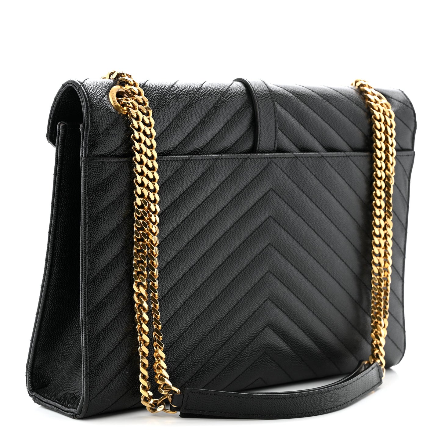 Grain De Poudre Matelasse Chevron Large Monogram Satchel Black