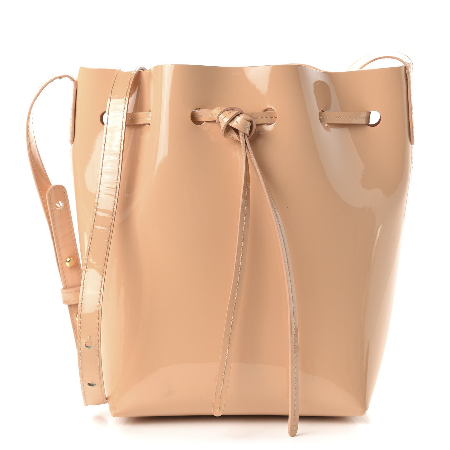 Patent Calfskin Bucket Bag Rosa