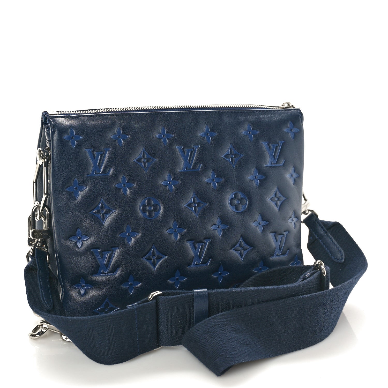 Louis Vuitton Lambskin Embossed Monogram Coussin PM Navy 3 of 11