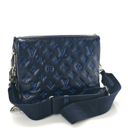 Louis Vuitton Lambskin Embossed Monogram Coussin PM Navy 3 of 11
