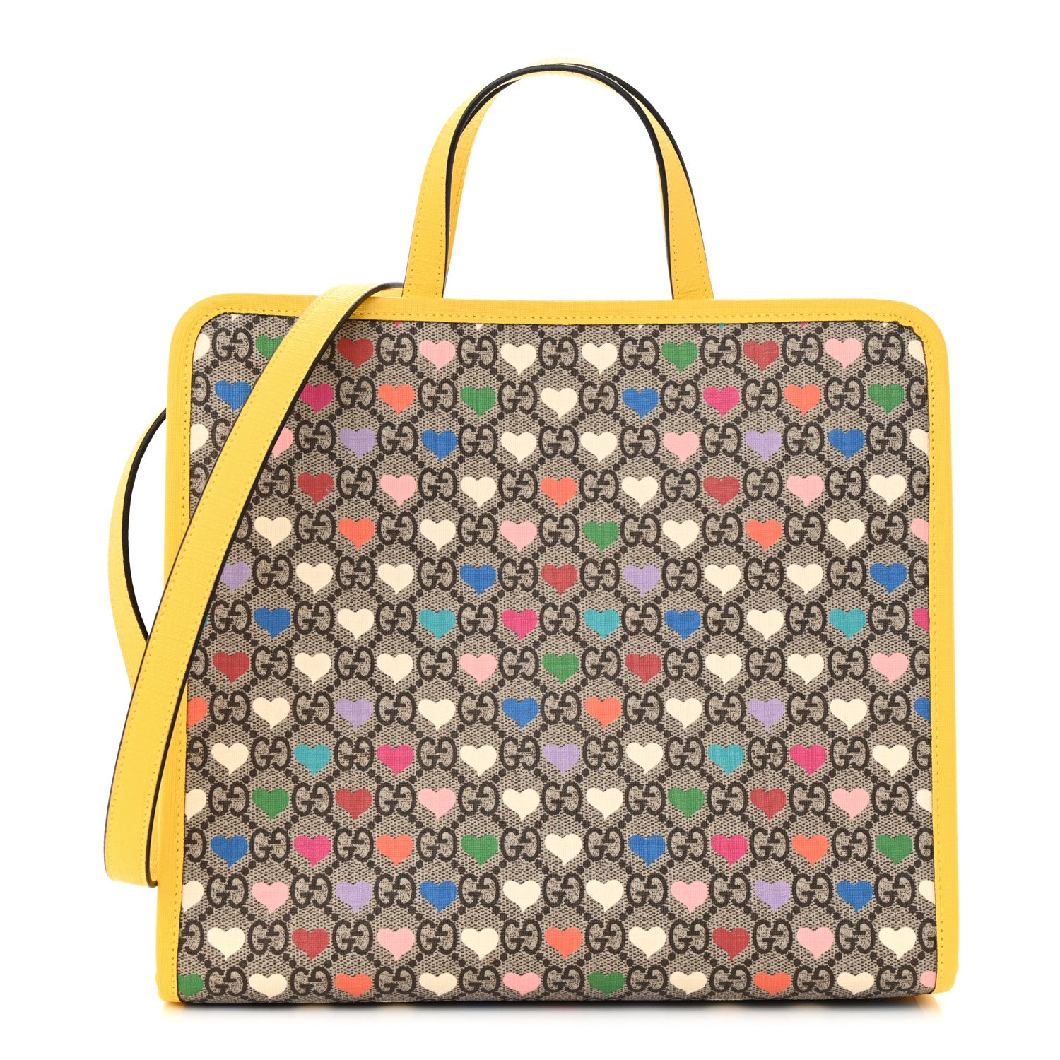 Gucci GG Supreme Monogram Hearts Childrens Tote Beige Ebony Multicolor Freesia 1 of 11