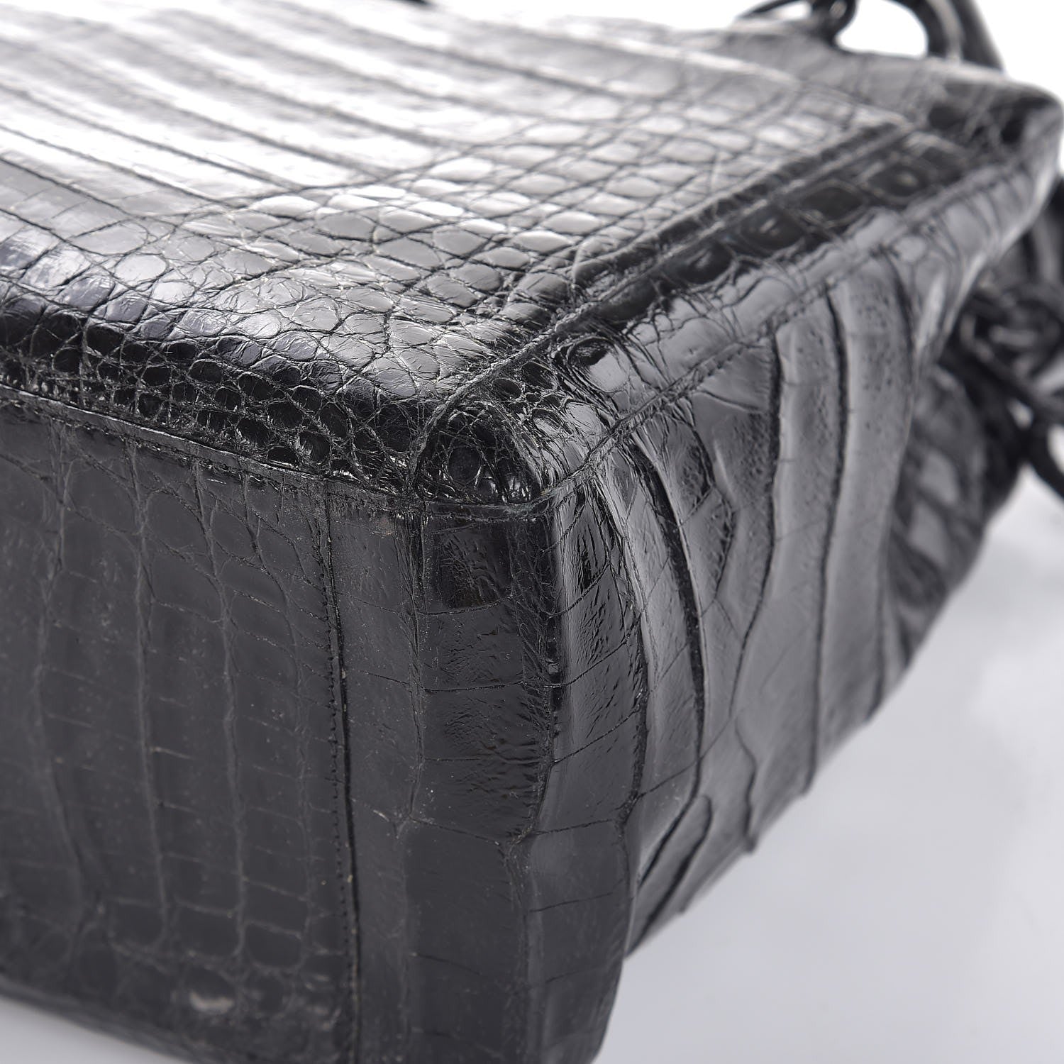Nancy Gonzalez Glossy Crocodile Chain Tote Black 15 of 15