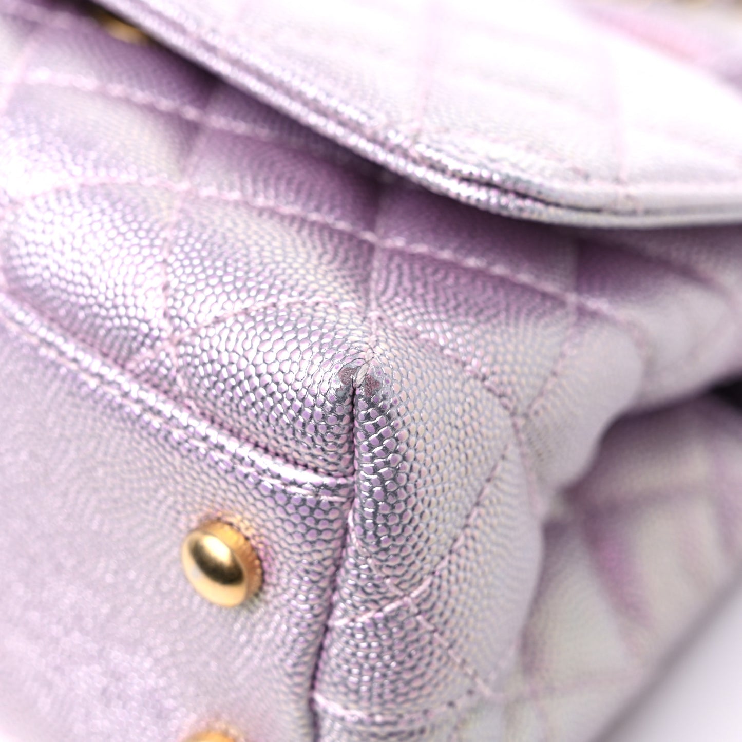 Iridescent Caviar Quilted Extra Mini Coco Handle Flap Purple