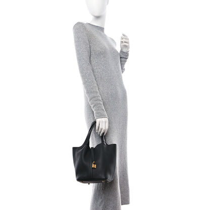 Hermes Taurillon Clemence Picotin Lock 22 MM Black 2 of 13