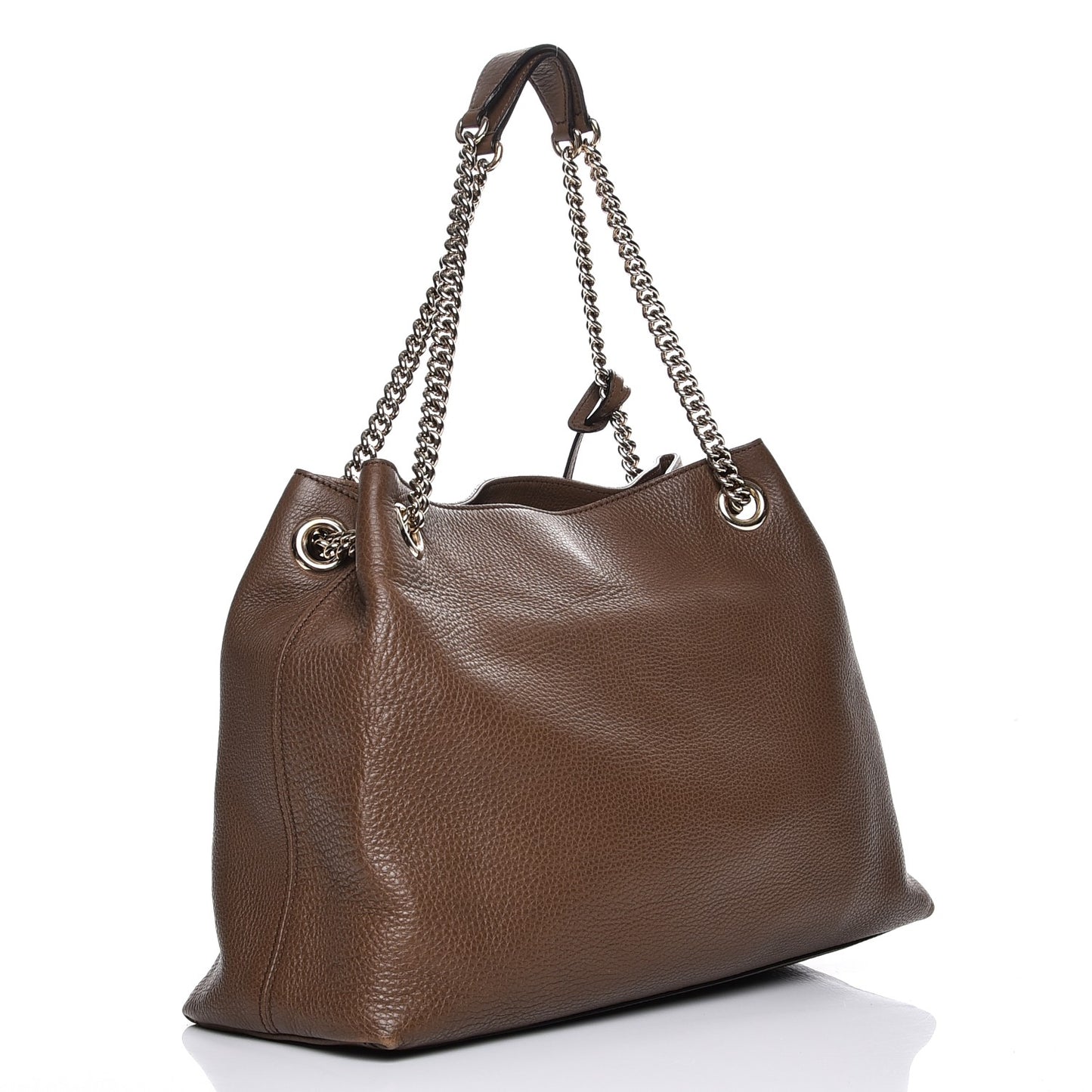 Pebbled Calfskin Medium Soho Chain Shoulder Bag Maple Brown