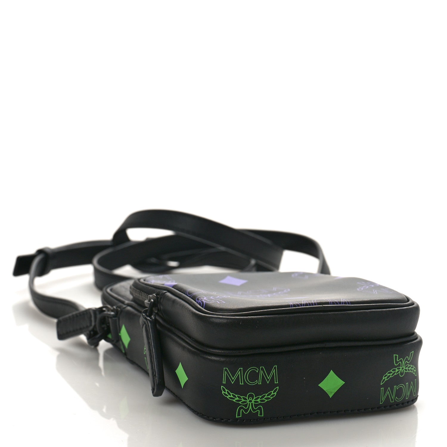 MCM Calfskin Color Splash Mini Crossbody Black Purple Green 4 of 8
