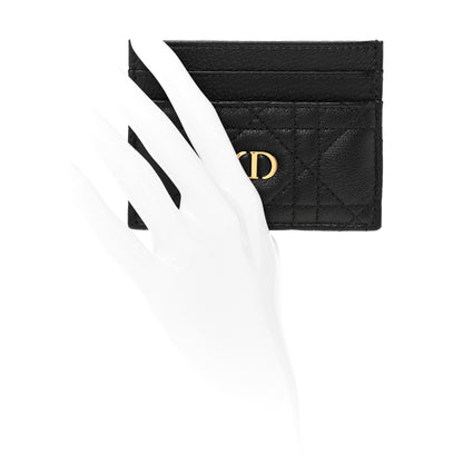 Christian Dior Supple Calfskin Cannage Caro Freesia Card Holder Black 2 of 8