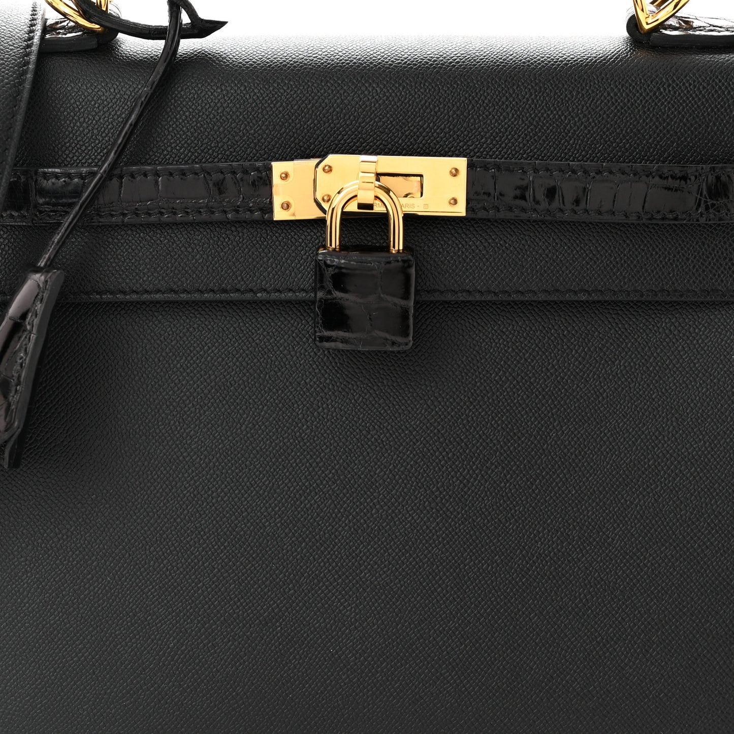 Madame Calfskin Shiny Niloticus Crocodile Kelly Sellier Touch 25 Black