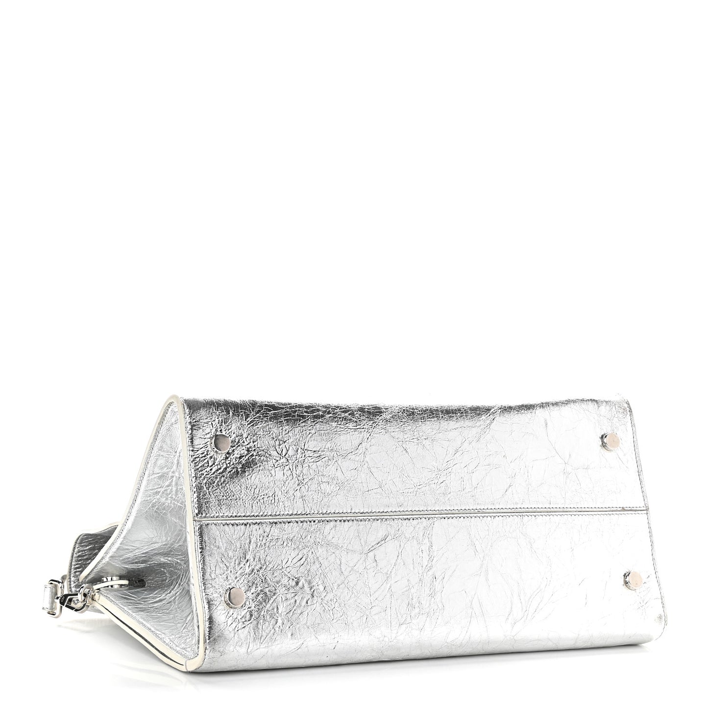 Metallic Calfskin Large Diorever Flap Silver