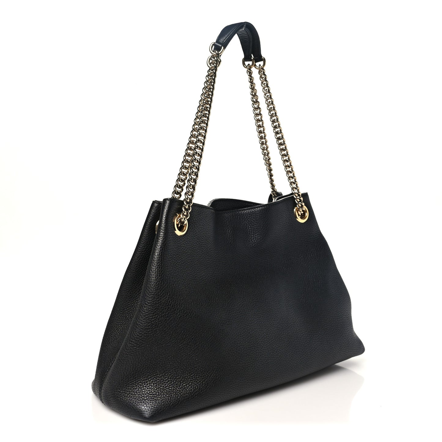 Pebbled Calfskin Medium Soho Chain Shoulder Bag Black