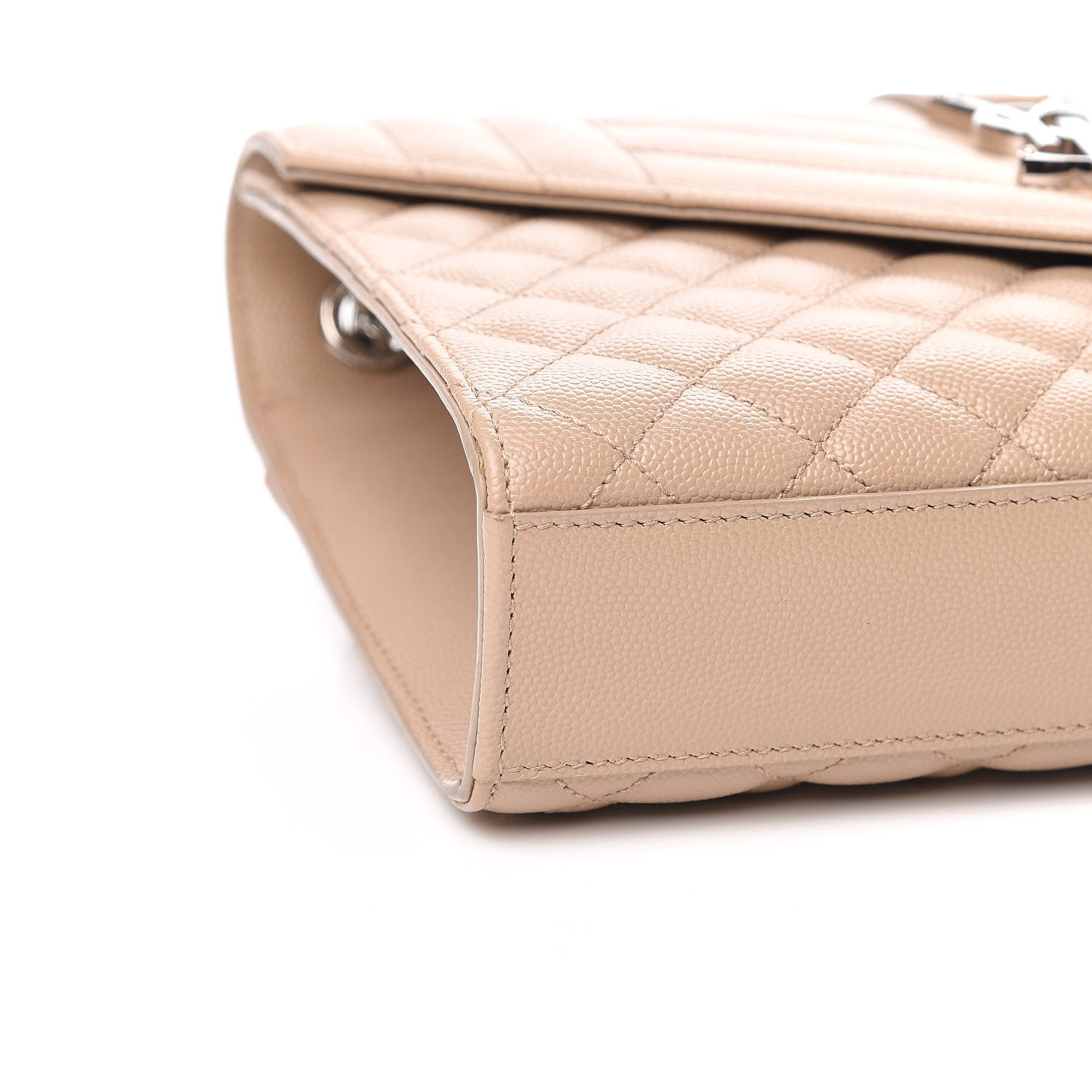 Saint Laurent Grain De Poudre Textured Mixed Matelasse Medium Triquilt Monogram Satchel Dark Beige 8 of 11