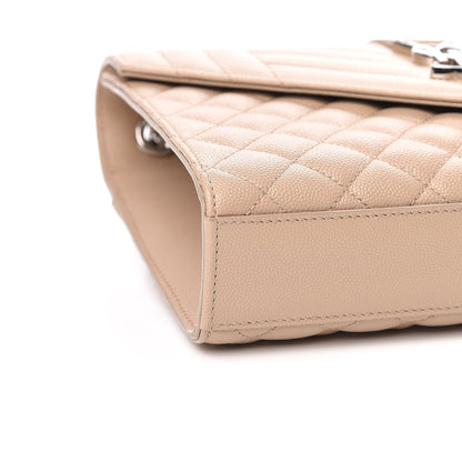 Saint Laurent Grain De Poudre Textured Mixed Matelasse Medium Triquilt Monogram Satchel Dark Beige 8 of 11