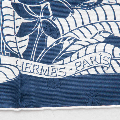 Hermes Silk Tatouage Flamingo Party Scarf 90 Bleu Blanc 4 of 7