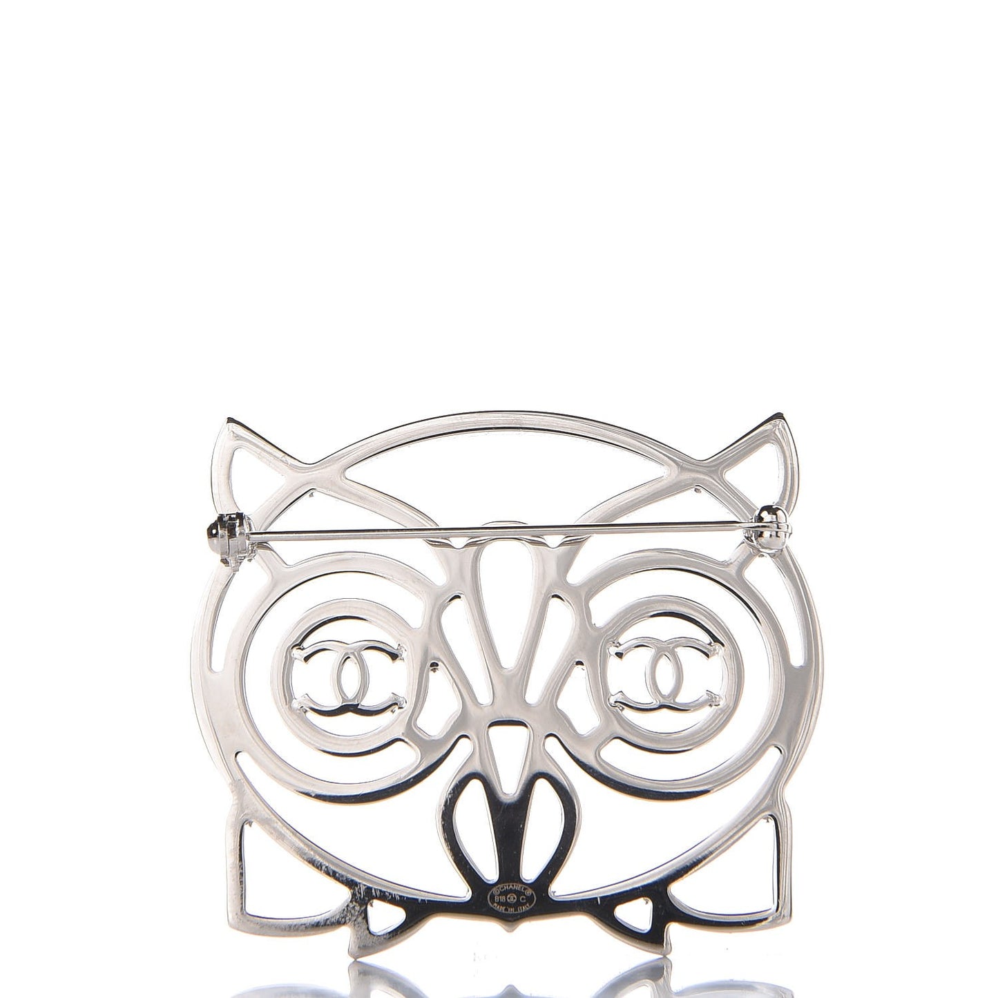 Strass Crystal Owl CC Brooch Purple
