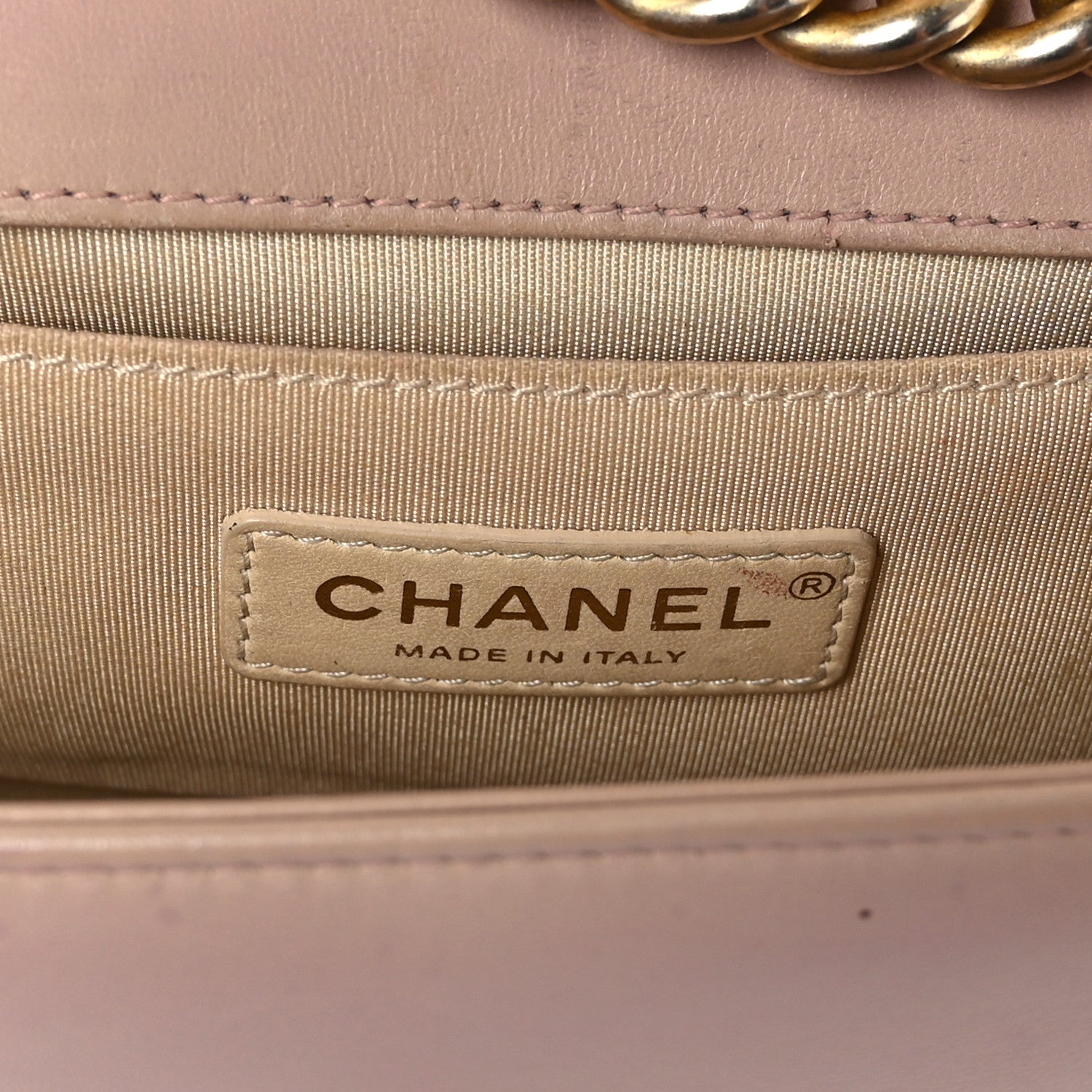 Chanel Lambskin Chevron Chain Stitched Small Boy Flap Nude 6 of 11