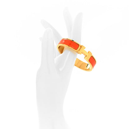 Hermes Enamel Narrow Clic Clac H Bracelet PM Orange 2 of 5