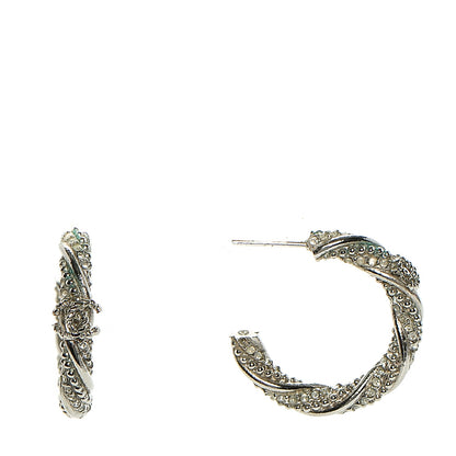 Chanel Crystal Twist CC Hoop Earrings Silver 1 of 4