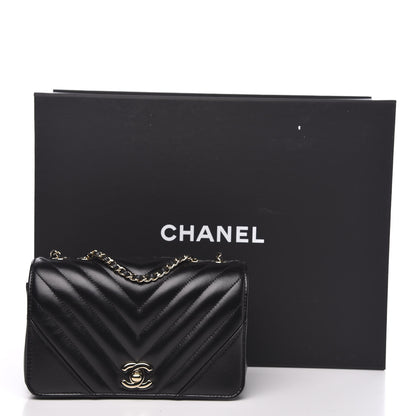 Chanel Calfskin Chevron Quilted Mini Statement Flap Black 11 of 11