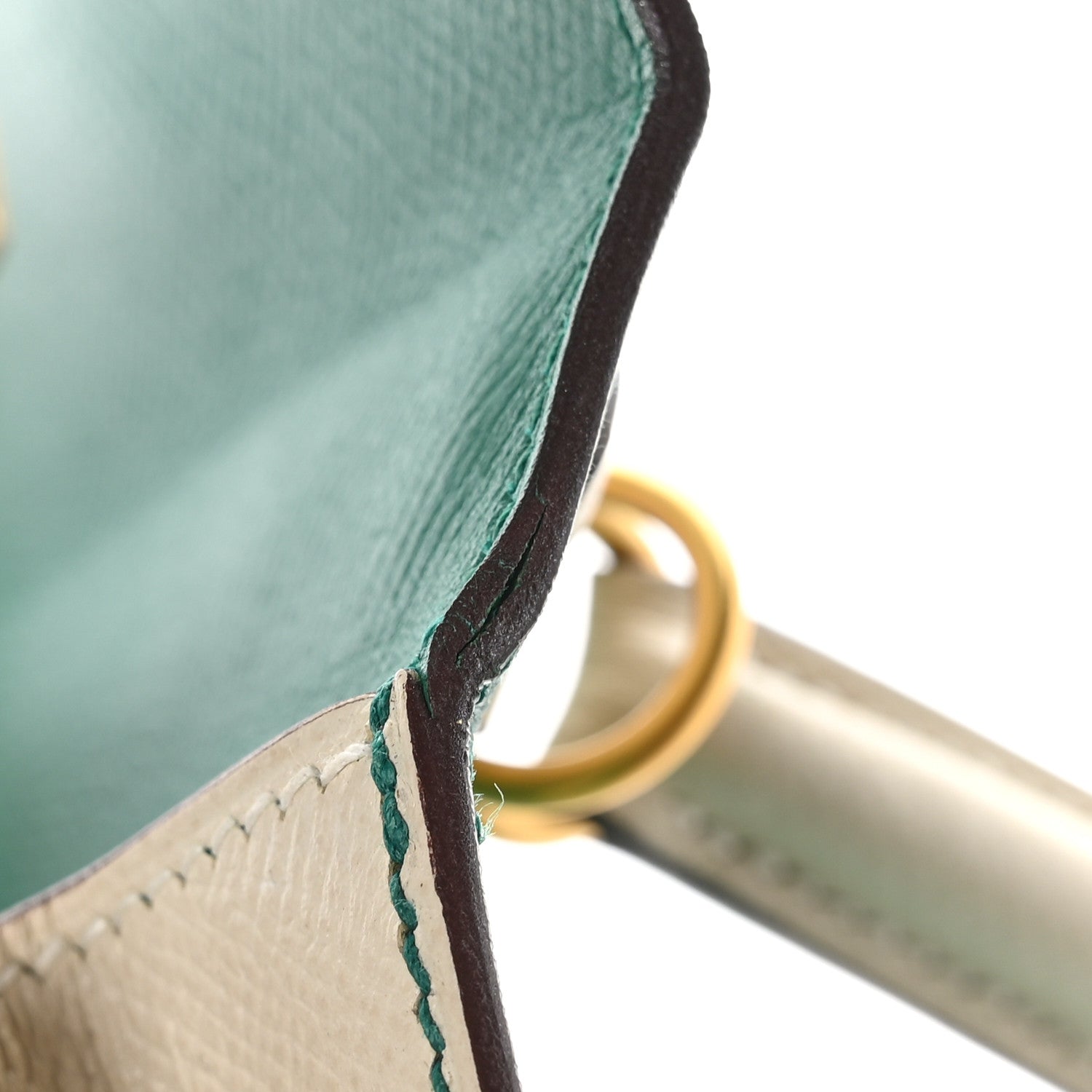 Hermes Epsom Bi-Color Horseshoe Kelly Sellier 25 Vert Vertigo Craie 10 of 10