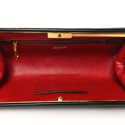 Prada Saffiano Vernice Frame Clutch Black 5 of 10