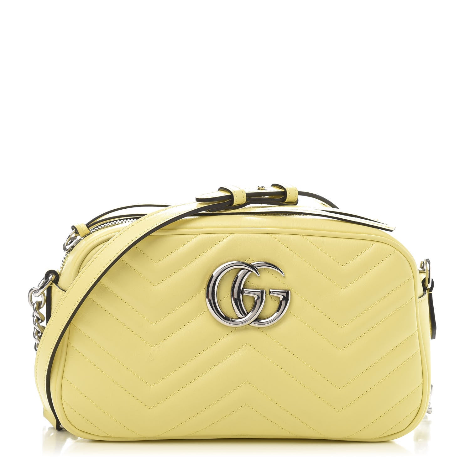 Gucci Calfskin Matelasse Small GG Marmont Chain Shoulder Bag Banana 1 of 13