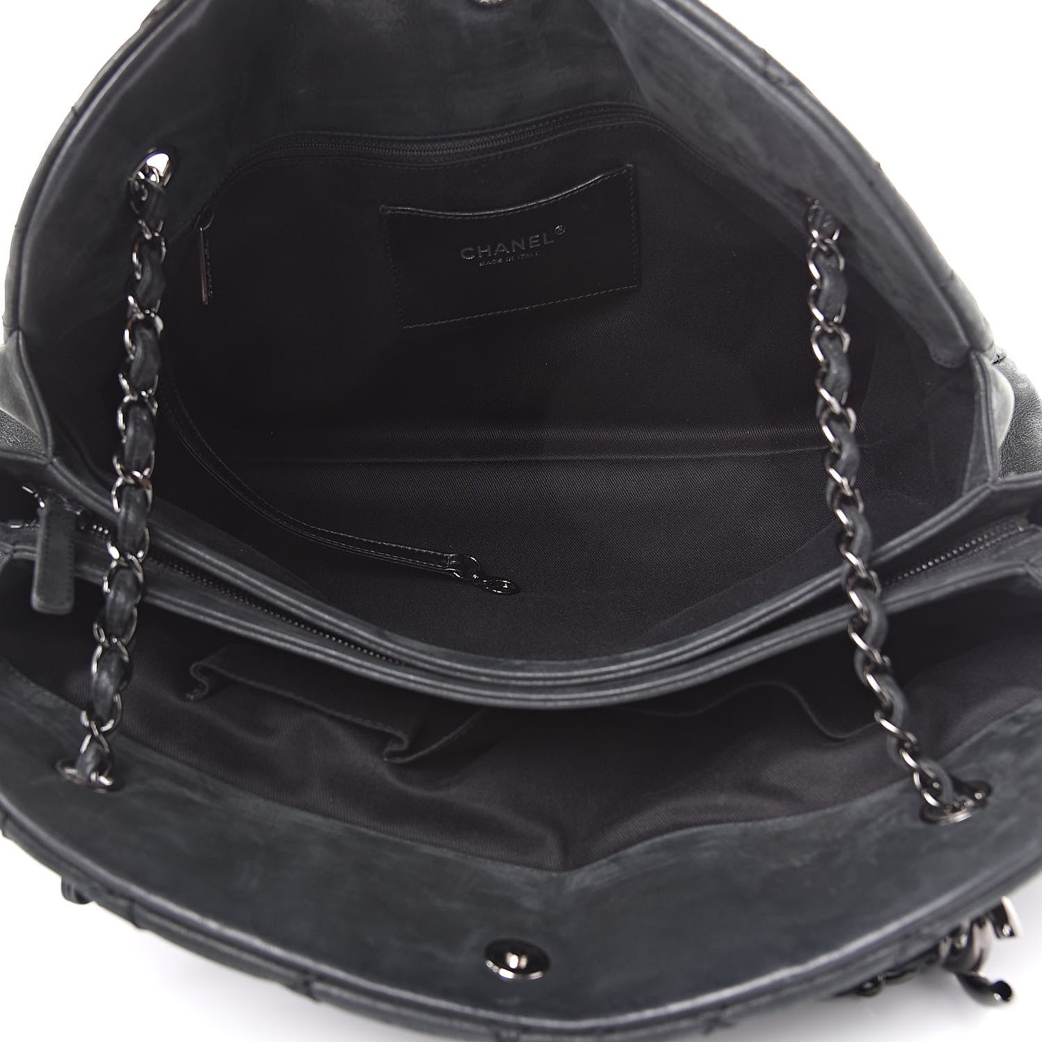 Chanel Iridescent Calfskin Stitched Extra Large Just Mademoiselle Bowling Bag Black 7 of 15