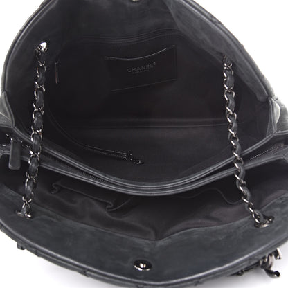 Chanel Iridescent Calfskin Stitched Extra Large Just Mademoiselle Bowling Bag Black 7 of 15