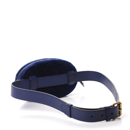 Gucci Velvet Matelasse GG Marmont Belt Bag 85 34 Cobalt Blue 3 of 11