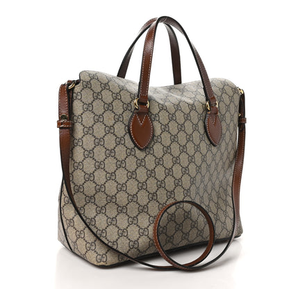 Gucci GG Supreme Monogram Linea A Foldover Tote Brown 3 of 11