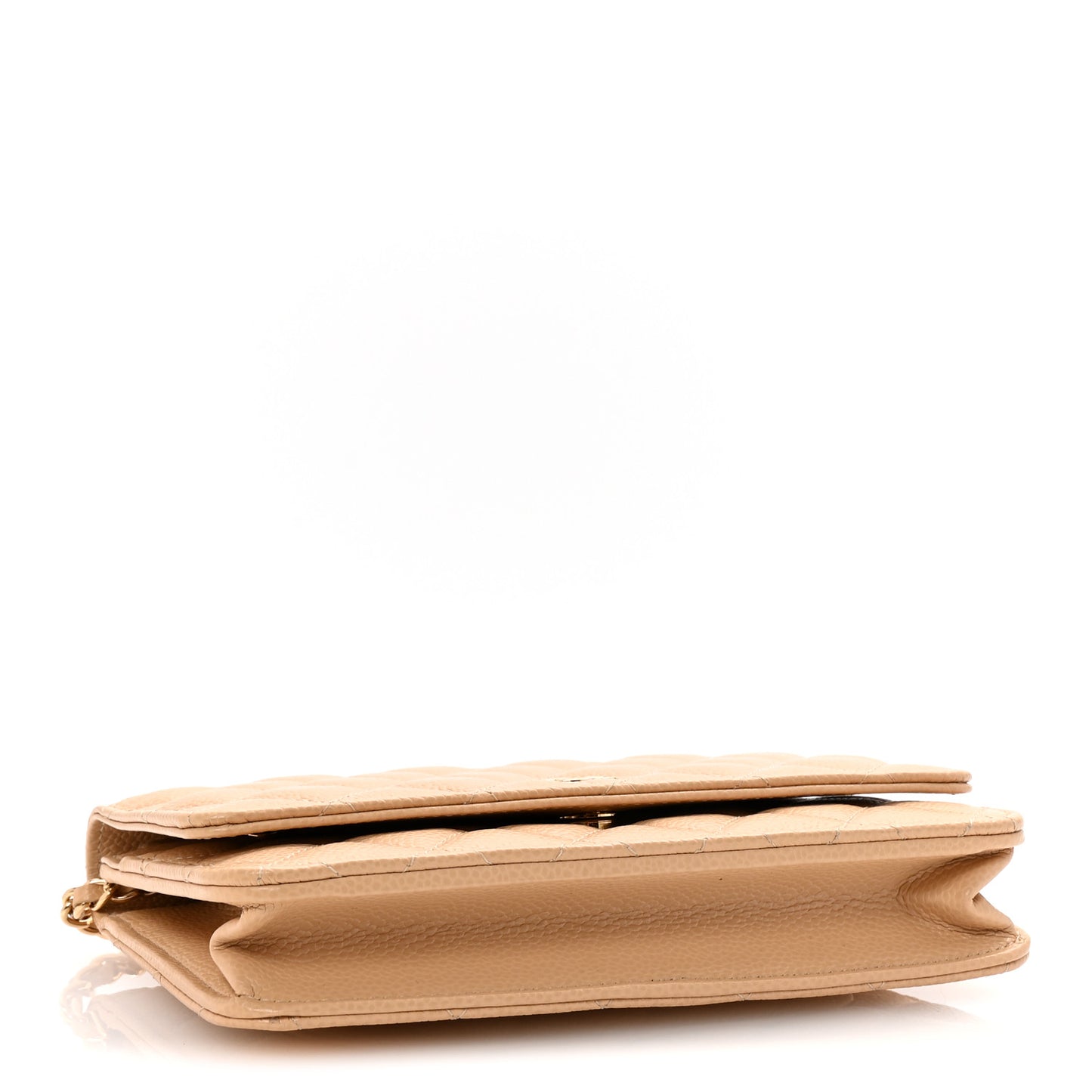 Caviar Quilted Wallet on Chain WOC Beige