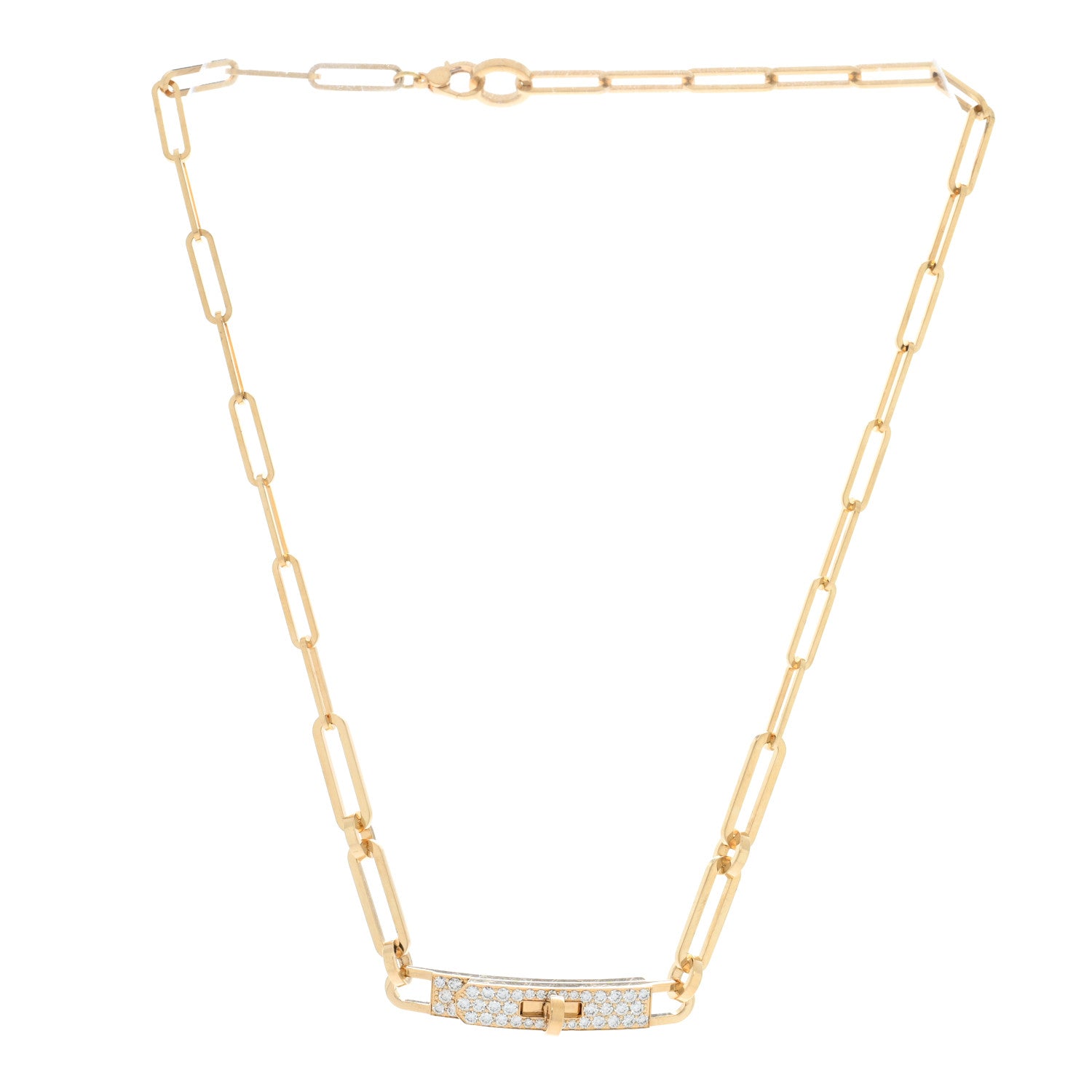 Hermes 18K Yellow Gold Diamond Pave Kelly Chaine Choker Necklace 3 of 7