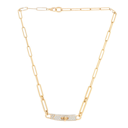 Hermes 18K Yellow Gold Diamond Pave Kelly Chaine Choker Necklace 3 of 7