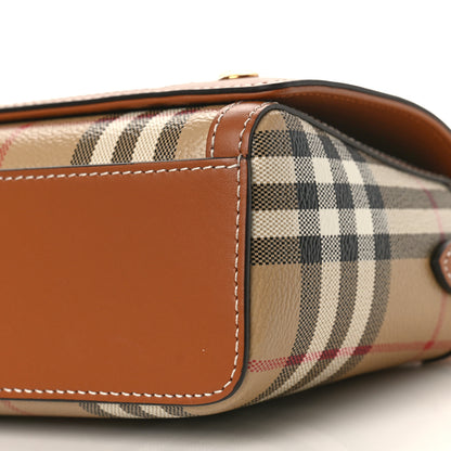 Burberry Coated Canvas Calfskin Vintage Check Medium Note Crossbody Bag Brown 8 of 8